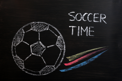 soccer time on chalkboard